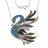 Turquoise swan necklace with crystals, rhodium-plated 925 silver