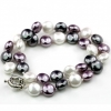 Penny pearl necklace, white-purple-hematite, 47cm