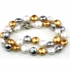 Penny pearl necklace, white-gold-silver, 47cm