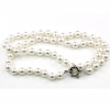 Round pearl necklace, white, 47cm