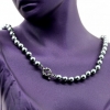 Round pearl necklace, silver, 47cm