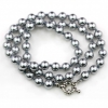 Round pearl necklace, silver, 47cm