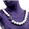 Drops pearl necklace, white, 47cm