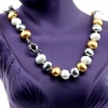 Drops pearl necklace, white-gold-silver, 47cm