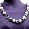 Drops pearl necklace, white-grey, 47cm