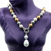 Pearl necklace with pendant, white-gold-silver, 47cm