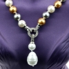 Pearl necklace with pendant, white-gold-silver, 47cm