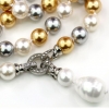 Pearl necklace with pendant, white-gold-silver, 47cm