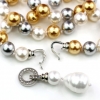 Pearl necklace with pendant, white-gold-silver, 47cm