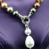 Pearl necklace with pendant, multicolored, 47cm