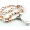 Pearl necklace with pendant, white-pink-frieze, 47cm