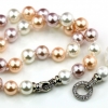 Pearl necklace with pendant, white-pink-frieze, 47cm