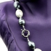 Twist drop pearl necklace, grey-white-purple, 47cm