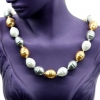 Twist drop pearl necklace, white-gold-silver, 47cm