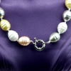 Twist drop pearl necklace, white-rose-silver-gold light, 47cm