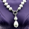 Drops pearl necklace with pendant, white, 47cm