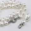 Drops pearl necklace with pendant, white, 47cm