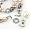 Drops pearl necklace with pendant, pink-blush-purple-silver, 47cm