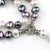 Drops pearl necklace with pendant, white-hematite-purple, 47cm