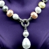 Drops pearl necklace with pendant, white-gold light-silver-rose, 47cm