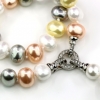 Drops pearl necklace with pendant, white-gold light-silver-rose, 47cm