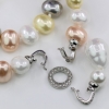 Drops pearl necklace with pendant, white-gold light-silver-rose, 47cm