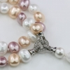 Drops pearl necklace with pendant, frieze-blush-white, 47cm