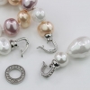 Drops pearl necklace with pendant, frieze-blush-white, 47cm