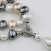 Drops pearl necklace with pendant, white-rose-hematite, 47cm