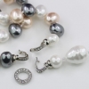 Drops pearl necklace with pendant, white-rose-hematite, 47cm