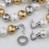 Drops pearl necklace with pendant, white-silver-gold, 47cm