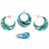 Set Turquoise, cercei, inel, pandantiv, argint 925 rodiat