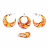 Sweet Orangina set, earrings, ring, pendant, rhodium-plated 925 silver