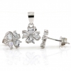 Clover earrings set, pendant, silver 925 rhodium-plated