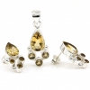 Citrine set, earrings, pendant, silver 925