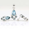 Aquamarine set, earrings, pendant, silver 925