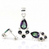 Mystic topaz set, earrings, pendant, silver 925