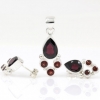 Garnet set, earrings, pendant, silver 925