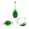 Set Celeste Green Jade, cercei, pandantiv, argint 925 rodiat