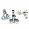 Set Trio cercei, pandantiv cu Blue Topaz, argint 925