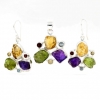 Unika set of earrings, pendant with Citrine, Amethyst, Peridot, silver 925