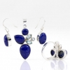 Set Unika cercei, inel reglabil, pandantiv cu Lapis Lazuli si Blue Topaz, argint 925