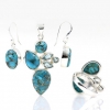 Set Unika cercei, inel reglabil, pandantiv cu Turcoaz si Blue Topaz, argint 925