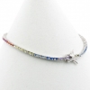 Tennis bracelet - 19cm, with multicolored crystals, rhodium-plated 925 silver