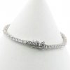 Tennis bracelet - 17cm with pink heart link, rhodium-plated 925 silver