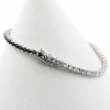 Tennis bracelet - 17cm two-tone black-white with crystals, rhodium-plated 925 silver