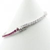 Tennis bracelet - 17cm bicolor white-fuchsia with crystals, silver 925 rhodium-plated