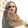 Premium shawl Precious, wool, cream- 148x148cm