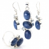 Set Unika cercei, inel, pandantiv cu Kyanit si Blue Topaz, argint 925