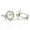 Swarovski Crystal Buttons, Aurora Boreale Cabochon, 925 rhodium-plated silver